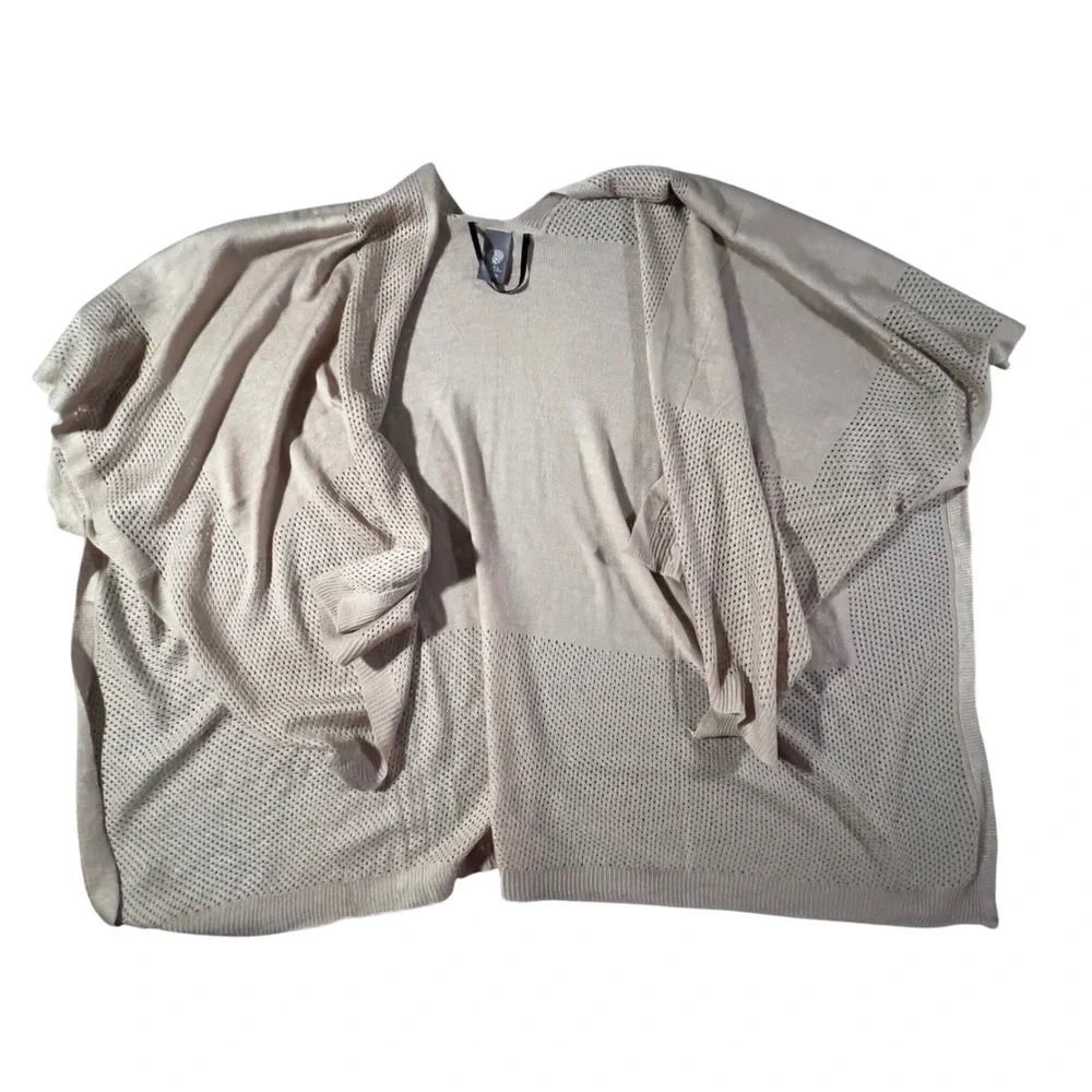 Vince Camuto Poncho Wrap Womens One Size Tan Beige Pointelle Mesh‎ Open Front